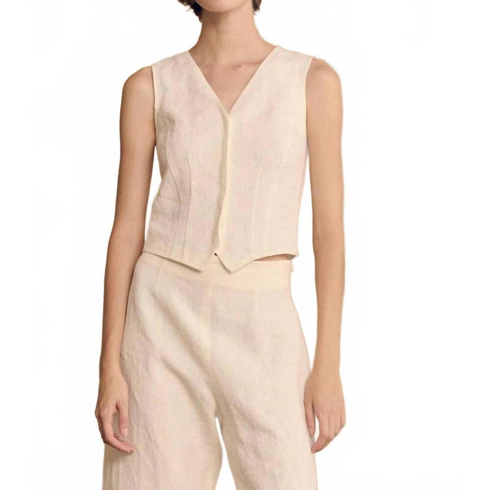 NEW CORTANA costa linen vest in ivory